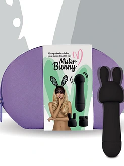 Мінівібратор FeelzToys Mister Bunny Black з двома насадками