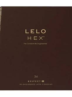Презервативи LELO HEX Condoms Respect XL 36 Pack, тонкі та суперміцні, збільшений розмір
