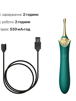 Вагінально-кліторальний вібратор Zalo — Bess Turquoise Green, багатофункціональний із насадками