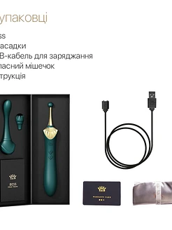 Вагінально-кліторальний вібратор Zalo — Bess Turquoise Green, багатофункціональний із насадками