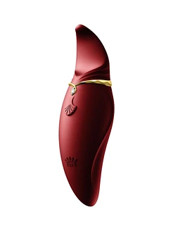 Вібратор 2в1 з язичком Zalo — Hero Wine Red, кристал Swarovski