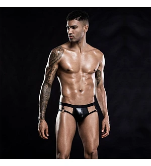 Лакові чоловічі труси з відкритою попкою, One Size Black