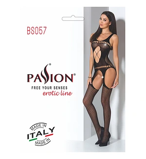 Бодістокінг Passion BS057 , комбінезон, імітація панчох і пояса