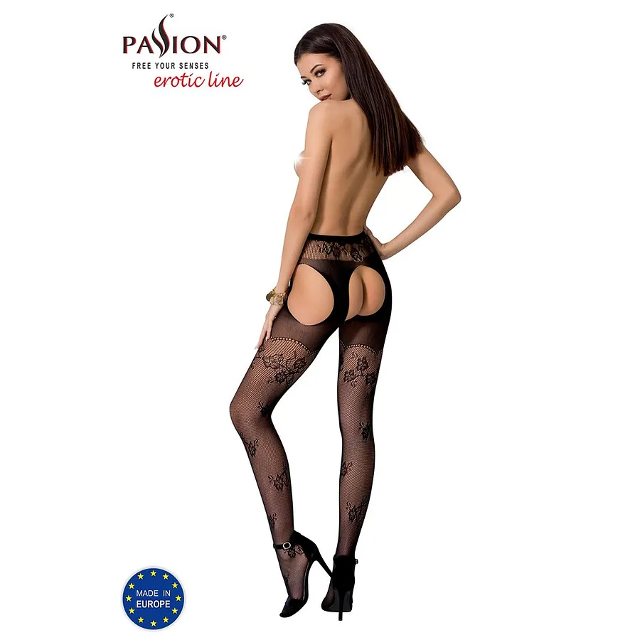 Сексуальні колготки-бодістокінги Passion S022 One Size, , імітація панчіх і пояса з гартерами