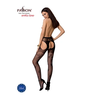 Сексуальні колготки-бодістокінги Passion S022 One Size, , імітація панчіх і пояса з гартерами
