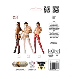 Еротичні панчохи-стокінги Passion S024 One Size, , імітація панчіх та пояса з гартерами