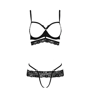 Комплект білизни Passion Exclusive SARIA SET OpenBra , , стрепи, відкритий ліф, стрінги