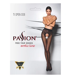 Еротичні колготки Passion TIOPEN 006 3/4 (30 den), nero, з вирізом, імітація трусиків