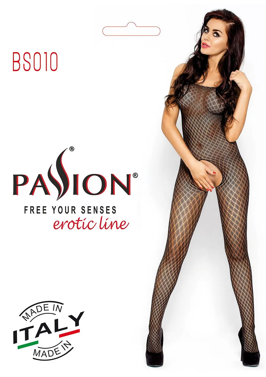 Бодістокінг Passion BS010 , комбінезон, дрібна сіточка