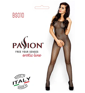 Бодістокінг Passion BS010 , комбінезон, дрібна сіточка