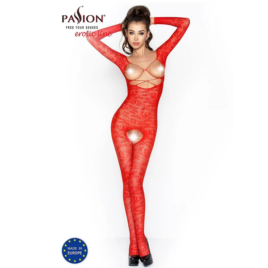 Бодістокінг Passion BS031 , комбінезон з відкритими грудьми