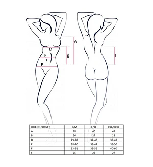 Корсет з пажами Passion JOLENE CORSET , , трусики, напіввідчинені груди, напівпрозорий