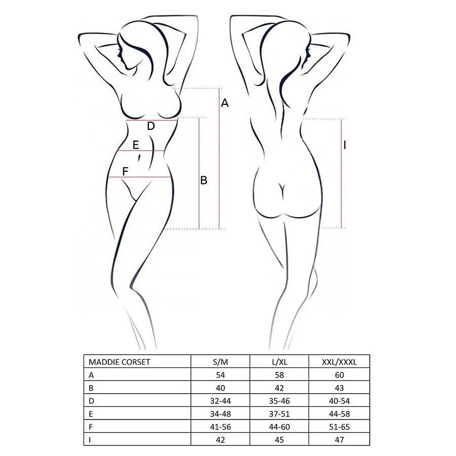 Корсет-сорочка з пажами Passion MADDIE CORSET , , трусики