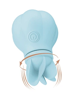 Вібратор Adrien Lastic Caress Blue з насадками для стимуляції ерогенних зон, які обертаються.