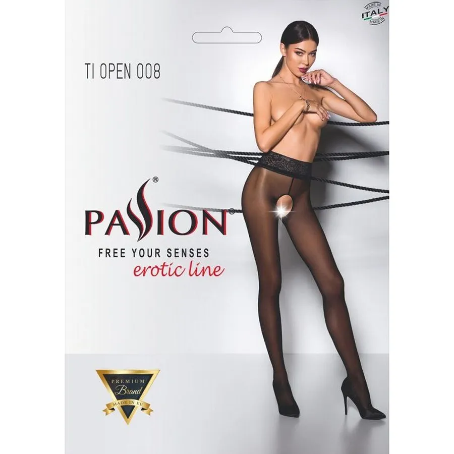 Еротичні колготки Passion TIOPEN 008 (30 den), black, з вирізом
