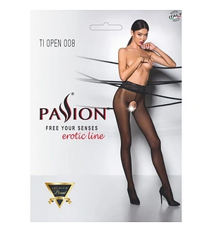 Еротичні колготки Passion TIOPEN 008 (30 den), black, з вирізом