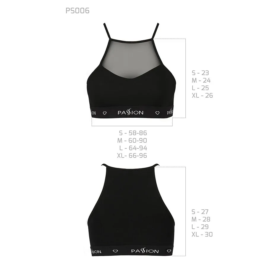 Спортивний топ з прозорою вставкою Passion PS006 TOP , black