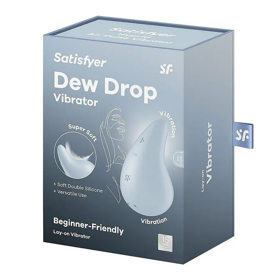 Вібратор для зовнішньої стимуляції Satisfyer Dew Drop Blue, 2 мотори, 12 режимів, м’який корпус