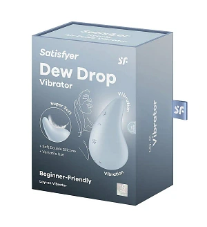 Вібратор для зовнішньої стимуляції Satisfyer Dew Drop Blue, 2 мотори, 12 режимів, м’який корпус