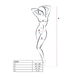 Бодістокінг Passion BS068 , комбінезон, велика сітка, довгий рукав