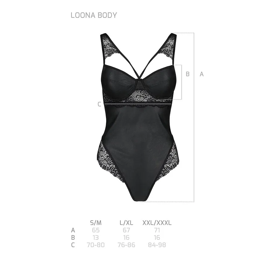 Боді з еко-шкіри та мережива Passion LOONA BODY