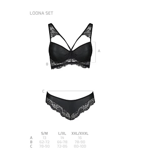 Комплект з еко-шкіри та мережива Passion LOONA SET , , бра і трусики
