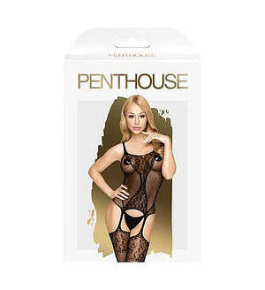 Бодістокінг із силуетним малюнком та імітацією підв'язок Penthouse - Miss Curvy Black S/L