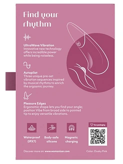 Мінівібратор Womanizer Vibe Dusky Pink, 3 авторежими + 10 рівнів інтенсивності