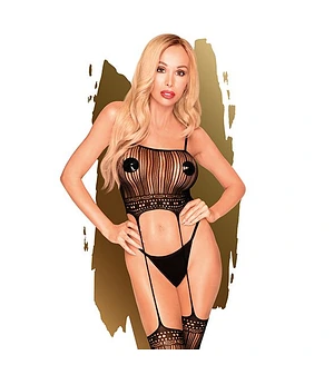 Бодістокінг з топом та панчохами на підв'язках Penthouse - Sex Dealer Black XL