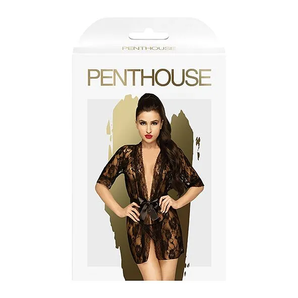 Комплект пеньюар з декором у вигляді троянд та стрінгами Penthouse - Sweet Retreat /L