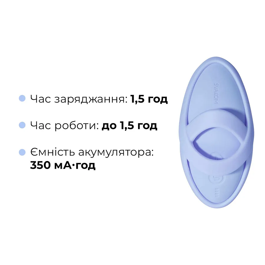 Смарт-вібратор для клітора Svakom Echo 2 Sky Blue, підігрів до 38 °C, знімна насадка на палець