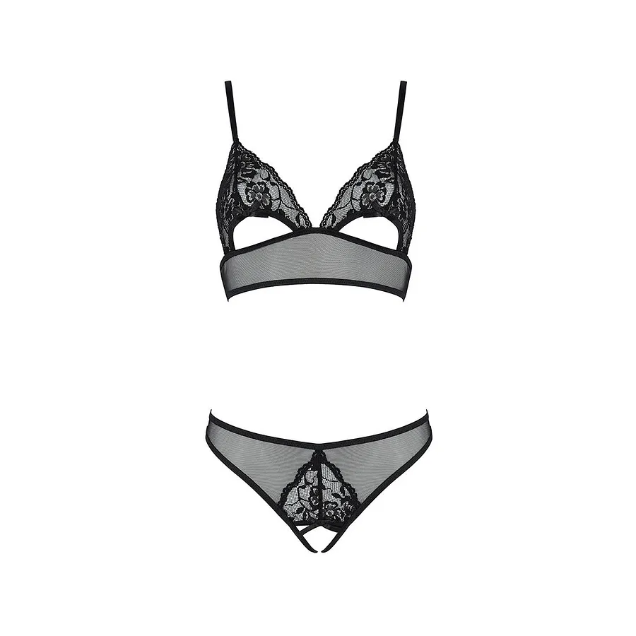 Комплект із бралету з ажурним ліфом та відкритими трусиками Passion CHRISTA SET Open Bra