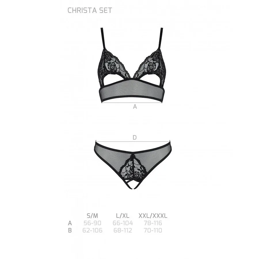 Комплект із бралету з ажурним ліфом та відкритими трусиками Passion CHRISTA SET Open Bra