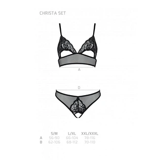 Комплект із бралету з ажурним ліфом та відкритими трусиками Passion CHRISTA SET Open Bra