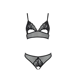 Комплект із бралету з ажурним ліфом та відкритими трусиками Passion CHRISTA SET Open Bra