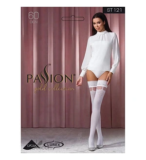 Панчохи Passion ST121 на ажурній силіконовій резинці з квітковим орнаментом і вертикальним