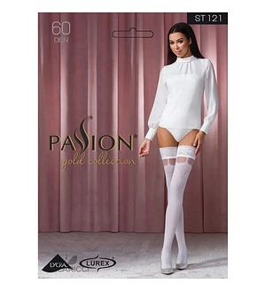 Панчохи Passion ST121 на ажурній силіконовій резинці з квітковим орнаментом і вертикальним