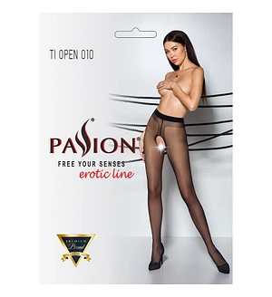 Колготки з відкритим доступом, контрастна лінія Passion TIOPEN 010 5 (20 den), black