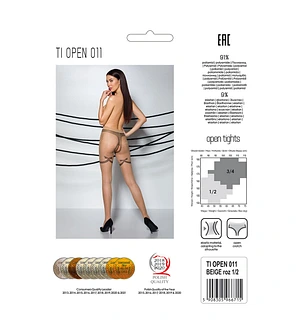 Тілесні колготки з відкритим доступом, контрастні шортики Passion TIOPEN 011 5 (20 den), beige