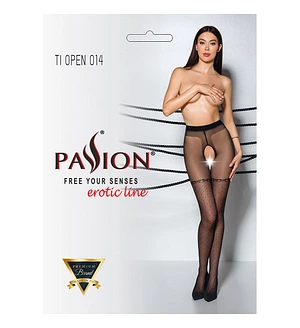 Колготки з відкритим доступом, імітація панчіх Passion TIOPEN 014 5 (20 den), black