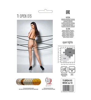 Тілесні колготки з доступом, контрастна подвійна резинка Passion TIOPEN 015 (20 den) beige