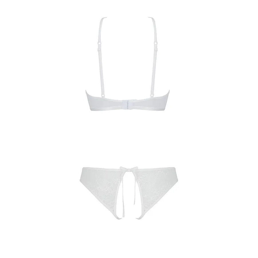Комплект: бра, трусики з ажурним декором та відкритим кроком URSULA SET L/XL, white