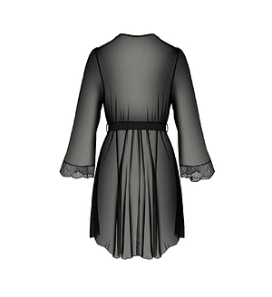 Пеньюар Passion AMBERLY PEIGNOIR , black, ажурні декольте та манжети, широкі рукави