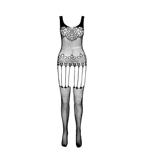 Бодістокінг Passion ECO BS001 One Size white, з доступом, імітація підв’язок, флористичний декор