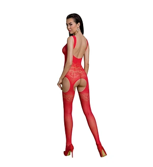 Бодістокінг Passion ECO BS005 red, щільний, відкритий доступ, імітація підв’язок