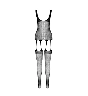 Бодістокінг Passion ECO BS007 red, з доступом, силуетний малюнок, імітація підв’язок