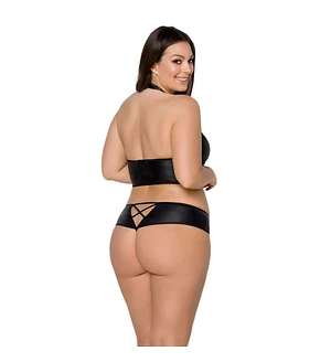 Комплект з екошкіри Passion NANCY BIKINI , бра та трусики з імітацією шнурівки