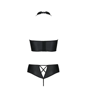 Комплект з екошкіри Passion NANCY BIKINI , бра та трусики з імітацією шнурівки