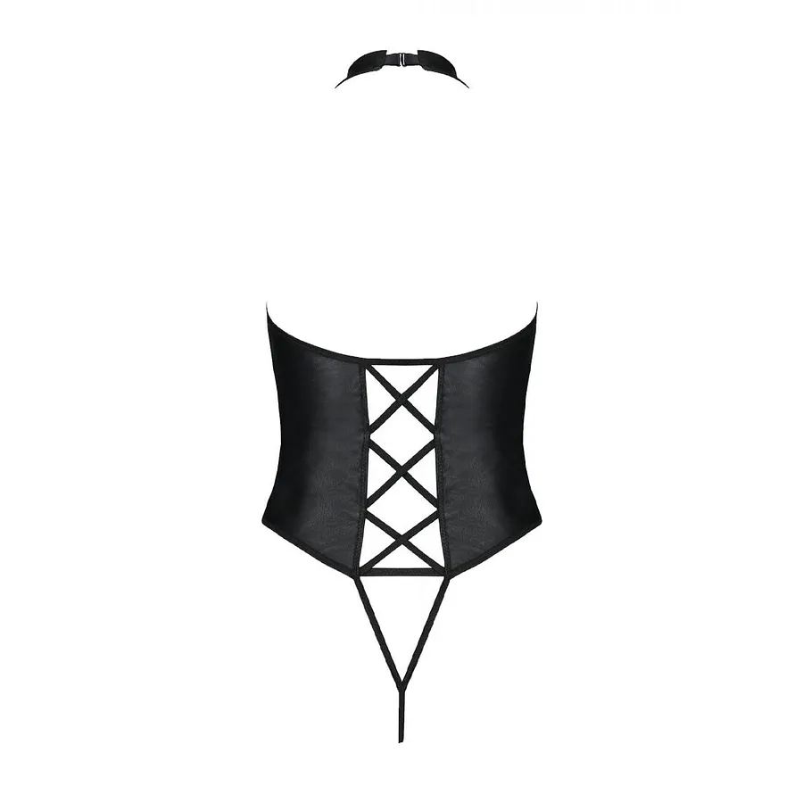Боді з екошкіри Passion NANCY BODY , з імітацією шнурівки та відкритим доступом