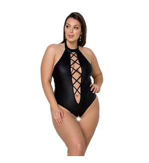 Боді з екошкіри Passion NANCY BODY , з імітацією шнурівки та відкритим доступом